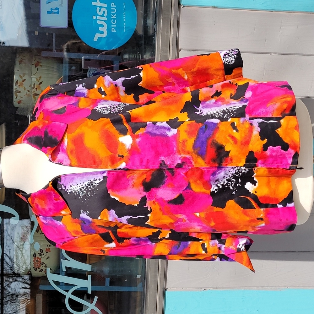 Laura Ashley Pink Orange Floral Zip Jacket